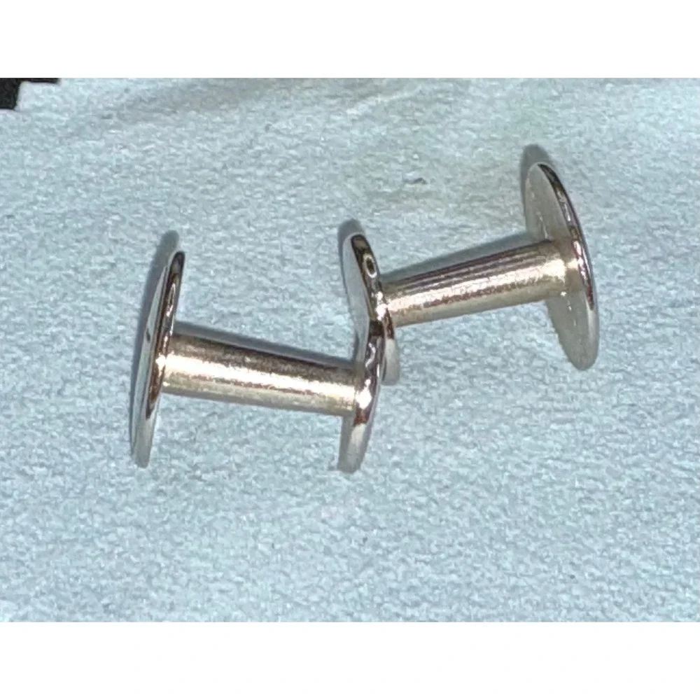 Vintage Men's Silver Tone Collar Studs Engraved Stickman Symbol‎ Hyeroglyphics